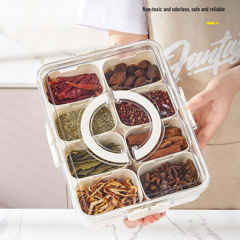 Portable Airtight Spice & Dried Fruit Storage Box with Lid - Transparent, Fresh-Keeping Kitchen Seasoning Organizer
