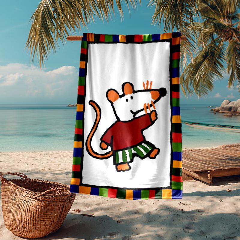 Ultra Soft Beach Towel with Maisy Mouse Theme,Ideal for Pool,Camping, Diving,Perfect Travel Essential, Vibrant Beach Towel.