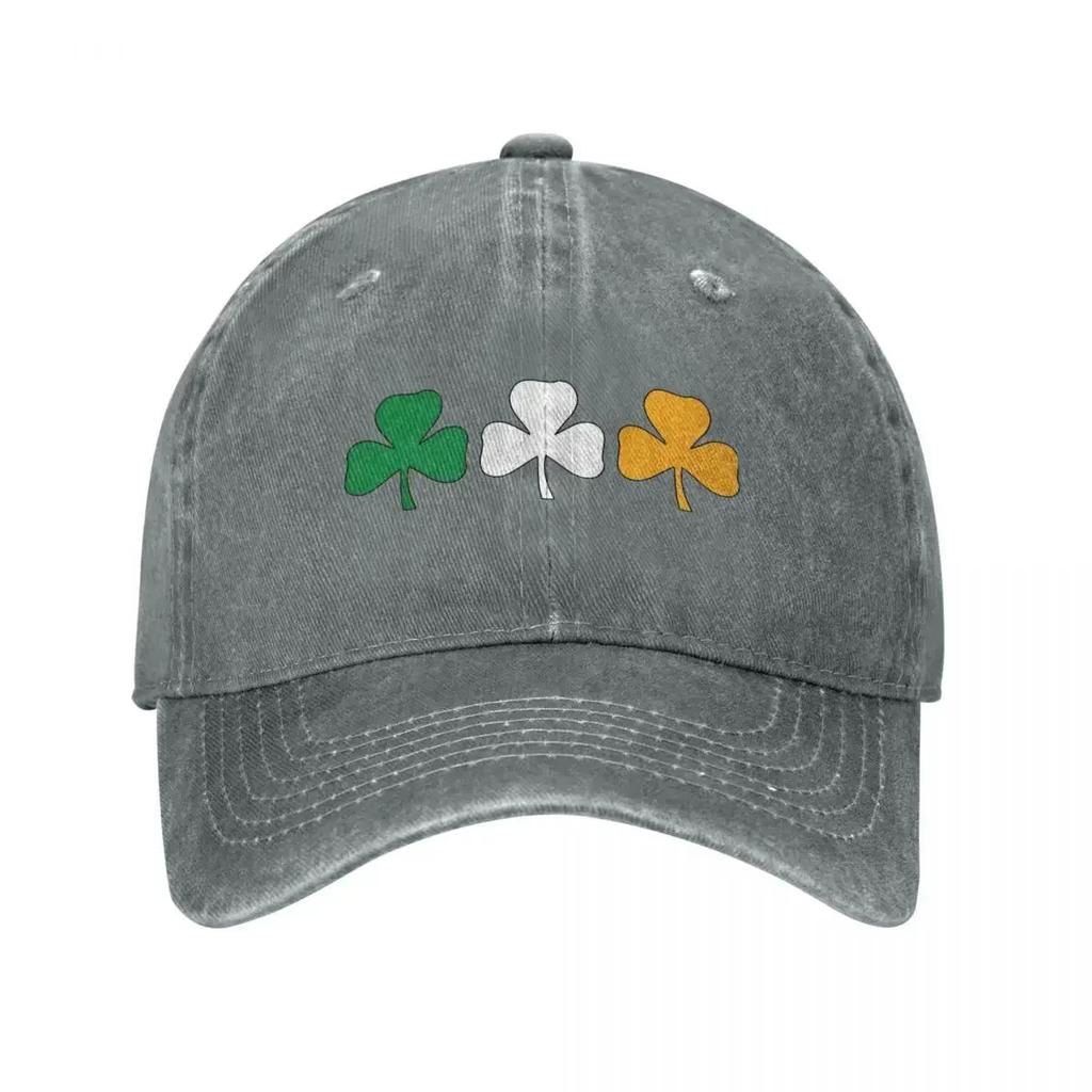 Ireland Shamrock Flag Unisex Baseball Caps St Patricks Day Distressed Washed Hats Cap Vintage  Running Golf Gift Snapback Hat