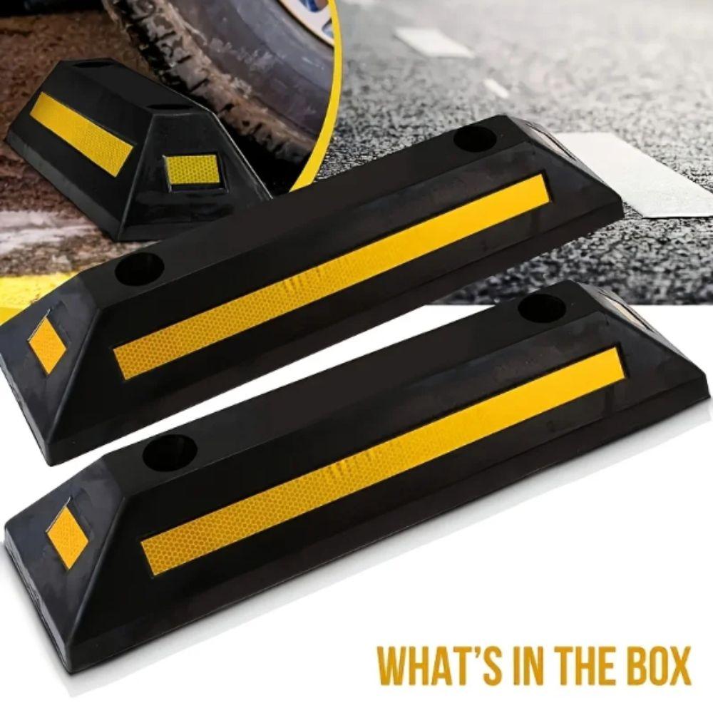 Rubber-Plastic Parking Stopper Rubber Auto Wheel Guide Block Aid Universal  Garage Car Lot