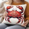 1pc Red Crab Marine Life Cushion Cover - Contemporary Zipper Closure Pillowcase Suitable for Sofa Bed Decor, Soft Crab Pattern Bedding Cover, Machine 