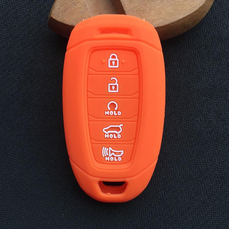 Silicone Car Key Cover Case For Hyundai Palisade 2021 Ix35 Tucson Accent Santa Fe Solaris ELANTRA Azera 5button Key accessories
