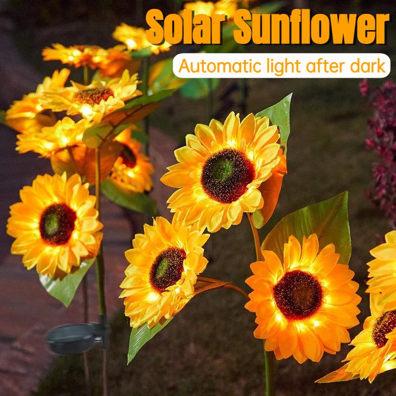 Solar LED Fairy Lights Outdoor Simulated Sunflower Lawn Lamp Garden Ground Light Wedding Valentine's Day Ramadan Decoration