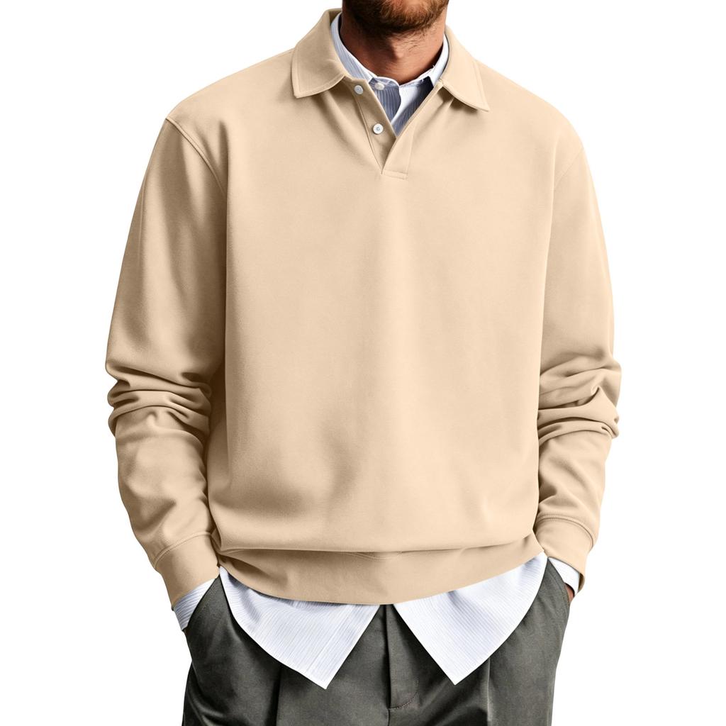 Men's Color Long Sleeve Shirt Casual Collared Top for Daily Wear