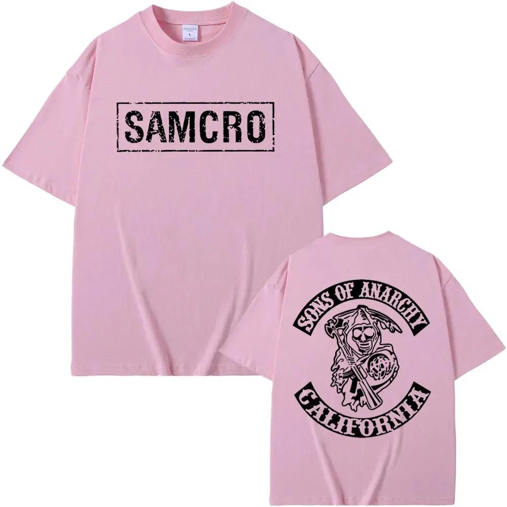 Sons of Anarchy SAMCRO Print T-shirt UnisexTrend Hip Hop Rock Oversized Short Sleeve Tee Summer Cotton T Shirts Clothes Tops