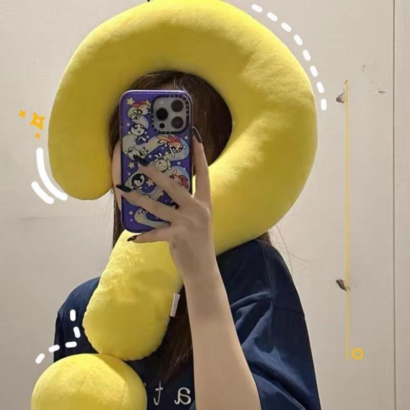 1 Stück U-förmiges Kissen, Kreatives Kissen, Bürokissen, Lustiges Nickerchenkissen, Kissen, Auto-Kopfstütze, Schlafhilfe, Fragezeichen-Nackenkissen