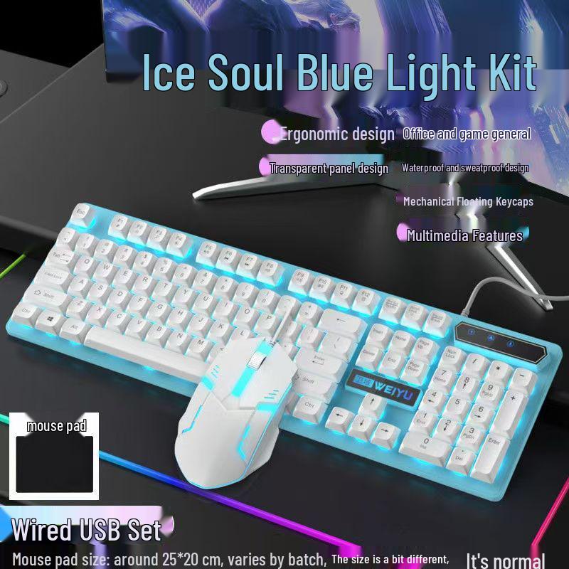 Luminous Wired Keyboard & Mouse Set for Gaming - Mechanical Feel