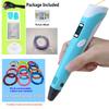 New 3D Printing Pen DIY Drawing with 9 Meters PLA Filament, 3D Graffiti Toy, Children's Birthday Joyful Festival Gift, Art Tool