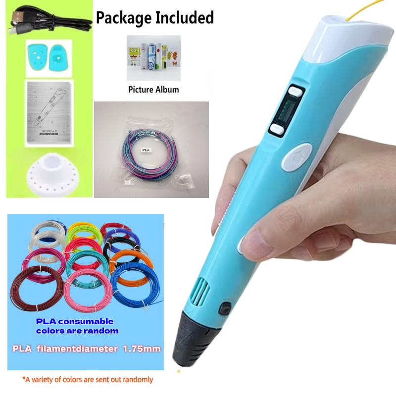 New 3D Printing Pen DIY Drawing with 9 Meters PLA Filament, 3D Graffiti Toy, Children's Birthday Joyful Festival Gift, Art Tool