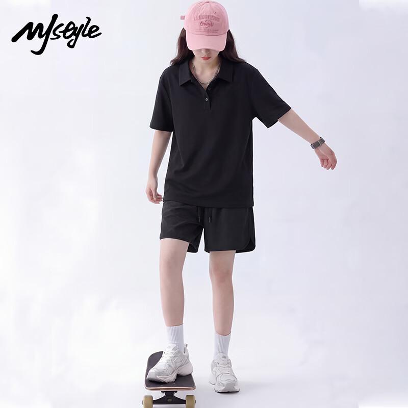Women's Summer Solid Color Polo T-shirt & Quick-Dry Shorts Set