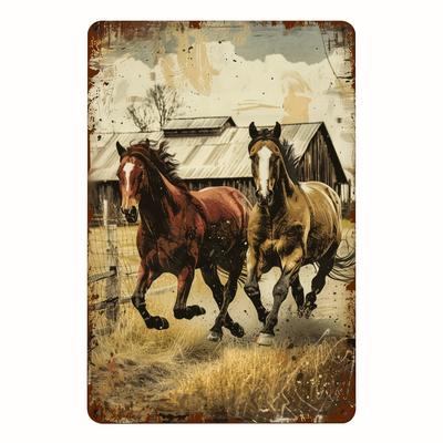 1pc Vintage Farm Horse Metal Tin Sign, Rustic Wall Art for Home, Bar, Cafe, Garage, Indoor & Outdoor Decor, 8x12 Inch Iron Plate