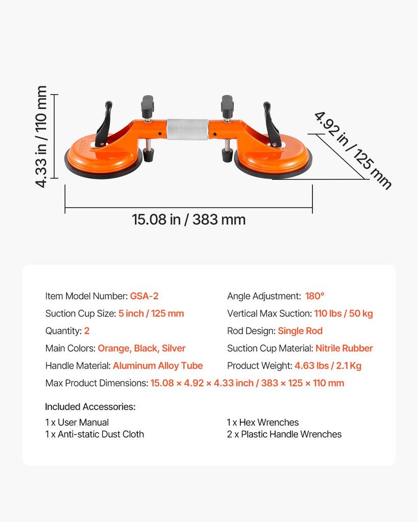 VEVOR Seamless Seam Setter, 2 Packs Granite Seam Setter with 5 in Vacuum Suction Cups, Seam Joiner for Seam Joining & Leveling