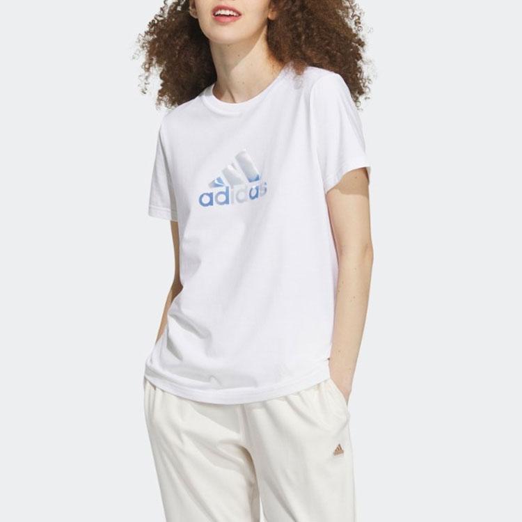 Adidas Logo Print Training Short Sleeve T-Shirt American Vintage Women Tops White IN1437