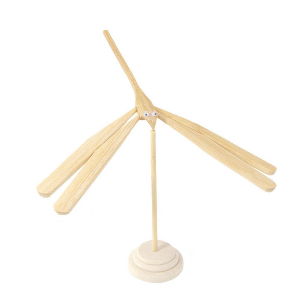 Wind Power Rotating Bamboo Dragonfly Model Balanced Rotating Bamboo Dragonfly Wooden Crafts Model Desktop Ornament Children Toy