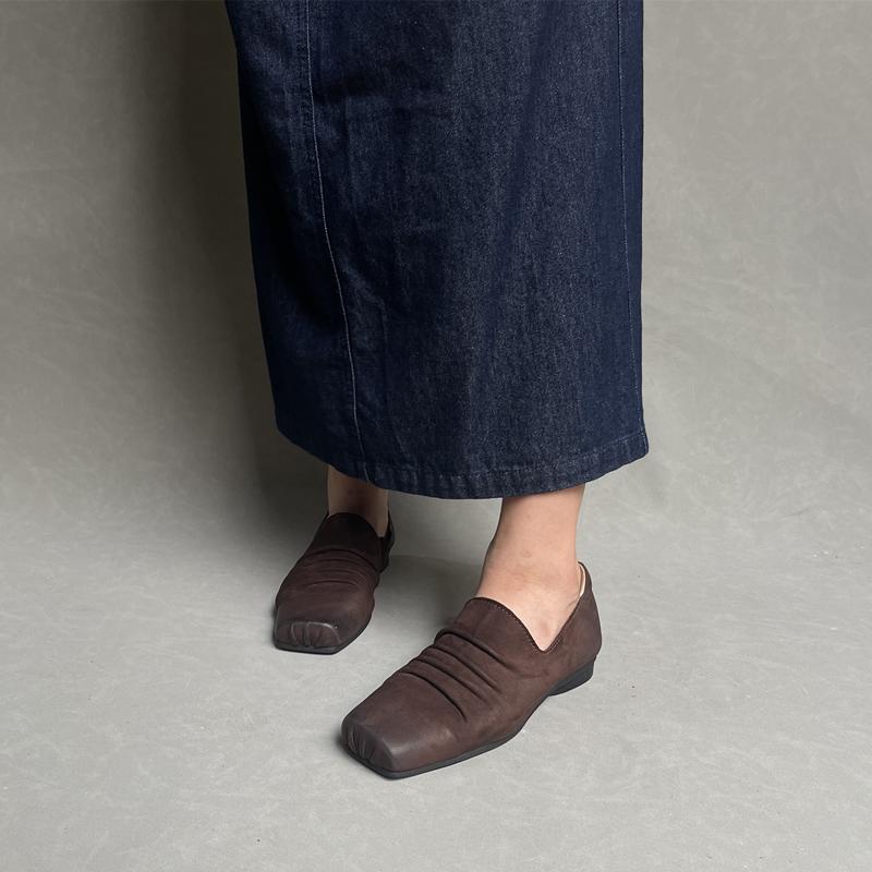 Модные туфли из коровьей кожи в стиле ретро с носом свиньи. Все балетки из натуральной — фото 6