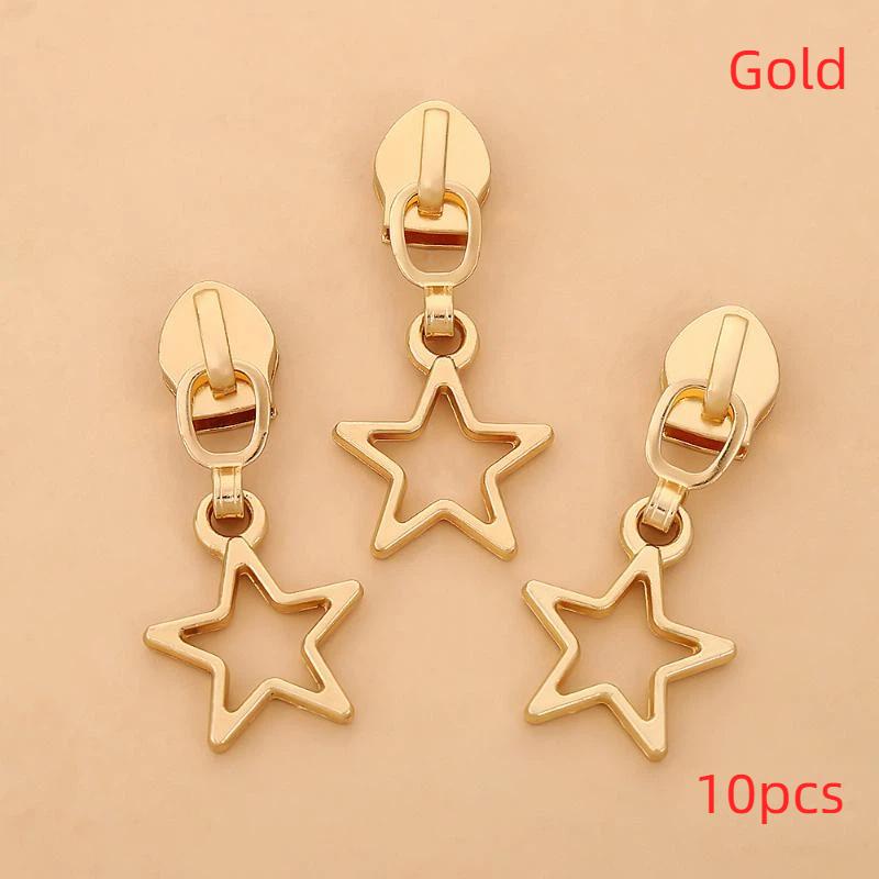 Star Zipper Slider Puller 10 Pack Universal Replacement for Jacket Nylon Zips Purses Backpacks Luggage Kids Bags