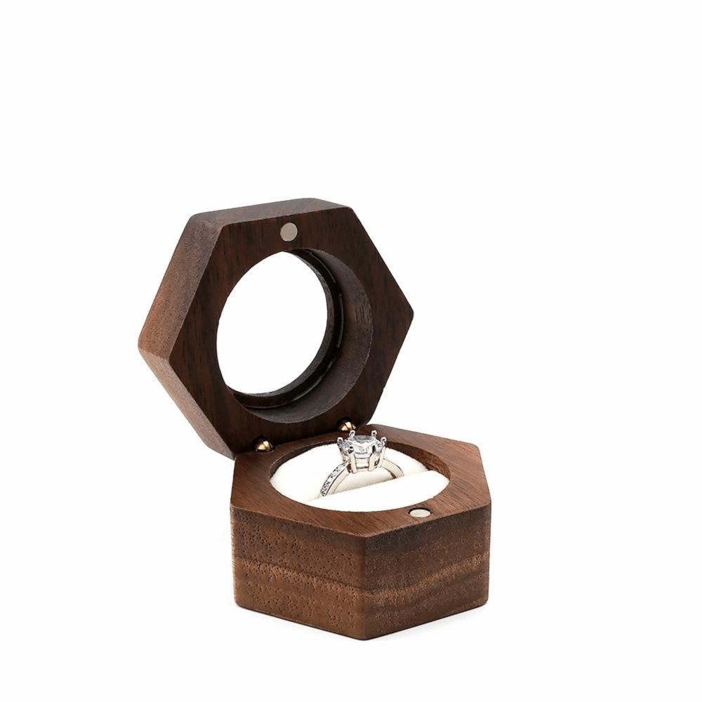 Velvet Lining Ring Display Box Retro Couples Ring Box Classic Wooden Jewelry Box Engagement Gift
