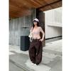 Deep Coffee-tone Curved Cut Scimitar Pants Women's Autumn New High-waisted Loose-fitting Casual Pants