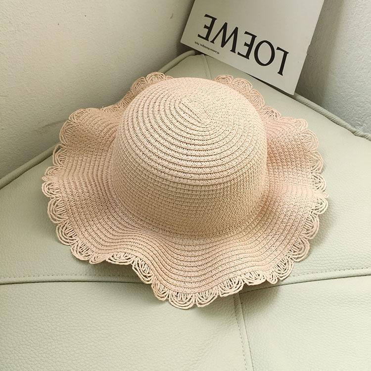 Children's Handmade Wide-Brim Wavy Edge Sunhat with Elastic