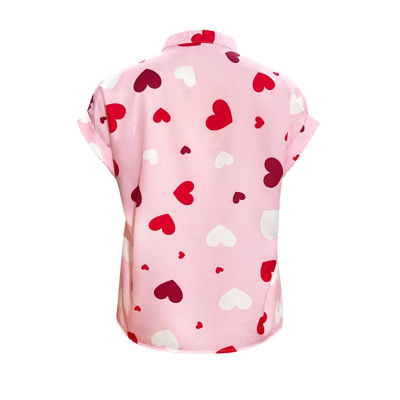 Spring and Summer New Women's Clothing Hot-selling Heart Print Shirt
