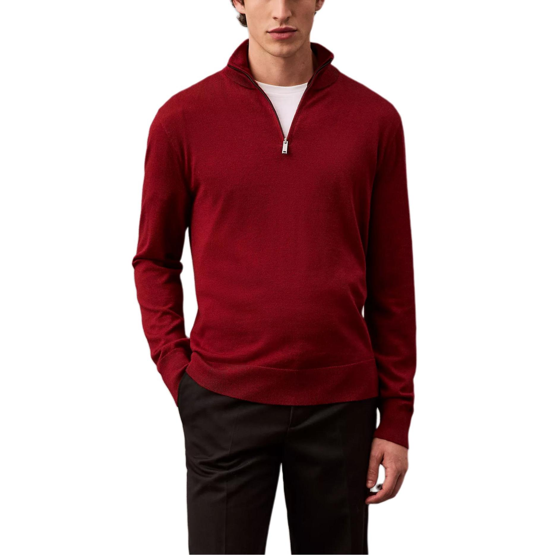 

Calvin Klein Warm And Comfortable Solid Color Soft Long Sleeve Sweater Men sweater Red 40EM331-603 XS