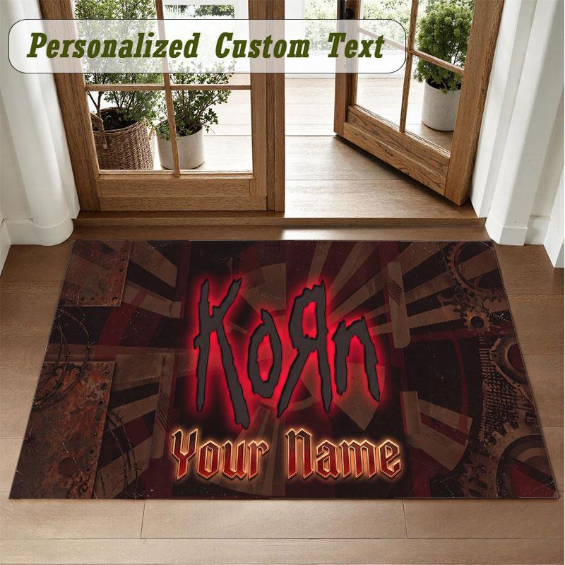 Crystal Velvet Square Rug Custom NameKorn Pattern Non Slip Home Floor Decor Rug