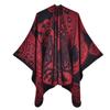 Foreign Trade Fashion Slit Imitation Cashmere Scarf Shawl European American Retro Cashew Flower Fork Warm Cloak Jacket