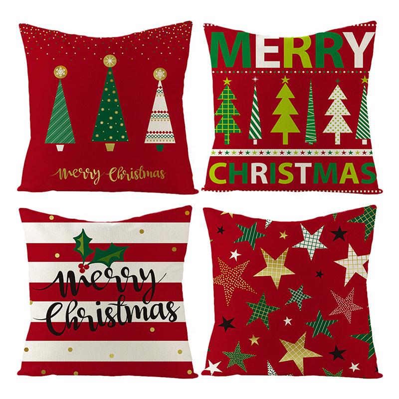 💰Kaufe 45*45cm Christmas Cushion Cover Cotton Linen Red Decoration Sofa