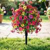 Realistic Fake Flower Stake Artificial Violet Topiary Trees with Spike UV Resistant Faux Shrubs No Watering Shrub Bushes Spring Summer Plants