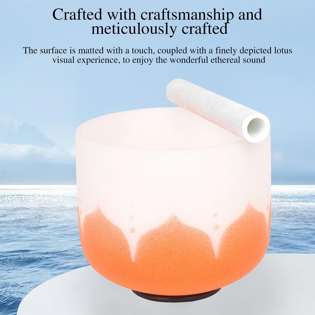 8 Inch Crystal Singing Bowl with Mallet & Rubber O Ring for Music Making Musical Healing Meditation Yoga Home Office