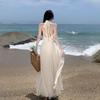 French Goddess Style Backless Halter Dress – Summer Beach Fairy Long Skirt