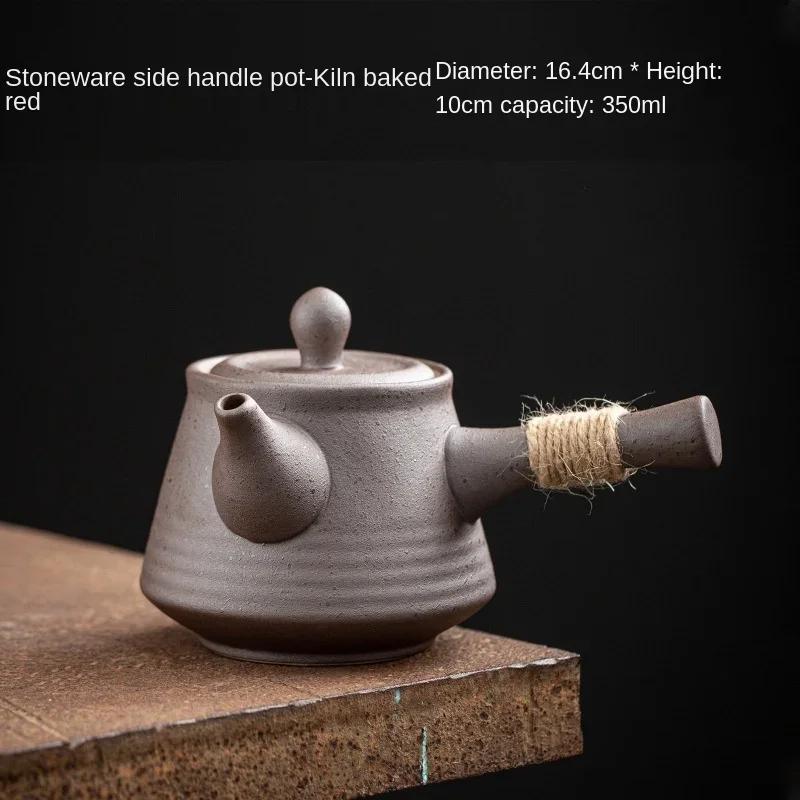 

Gilding Teapot Single Teapot Stoneware Side Handle Pot Ceramic Retro Tea Making Device Kung Fu Tea Set Kiln Baked Pot Bearing