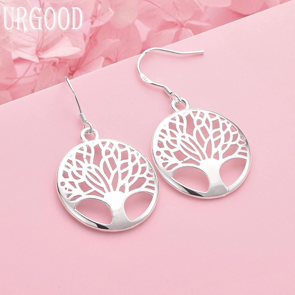 

Серьги-подвески из стерлингового серебра 925 пробы в форме круглого дерева, свадебные украшения 3.90*2.40cm