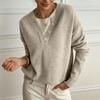 Women's V-Neck Knit Sweater with Button Placket