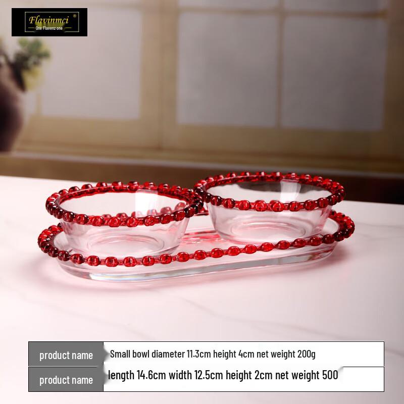 Flavinmci Crystal Glass Festive Snack Plate Set