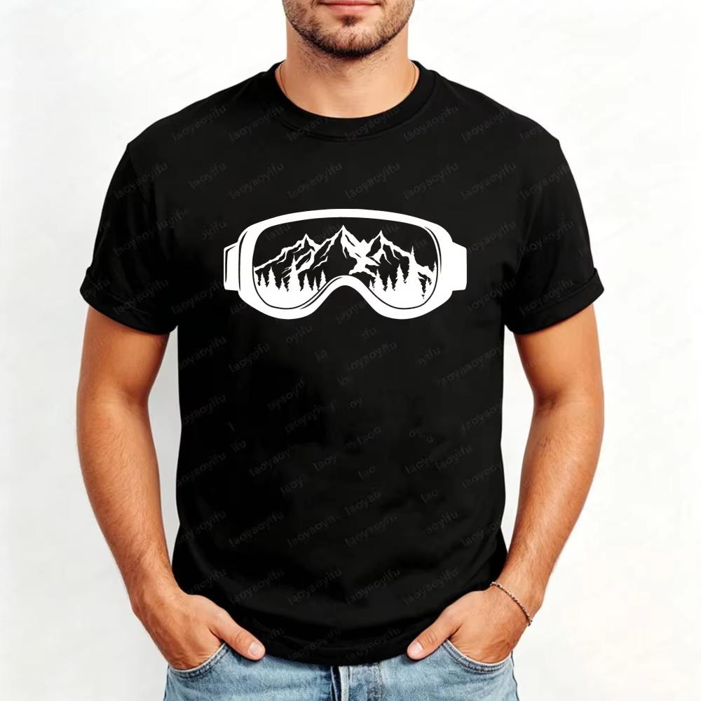 Snow Goggles Mountain View Shirt Skiing Snowboarding Winter Sports Graphic Tshirt Unisex Streetwear Top Cotton Unisex Tees
