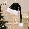 Sparkly Xmas Cap Christmas Santa Hat for Adults, Thicken Soft Velvet with Sequin Halloween Costume Decoration, Long Claus Holiday Party Cosplay