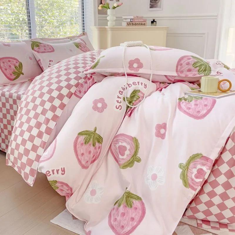 Thickened Ins-style 4-piece Bedding Set / 100% Pure Skin-friendly Cotton Single Duvet Cover,4-piece