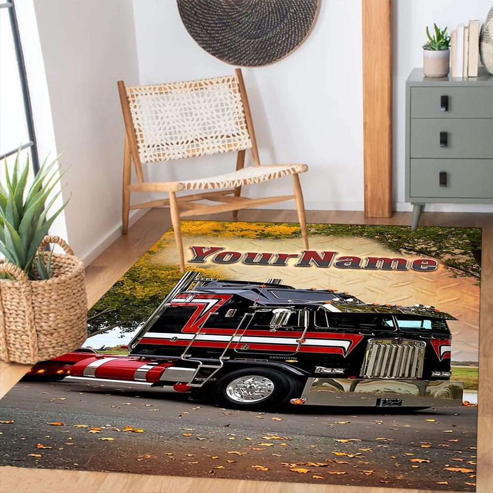 Kw Heavy Trucks Personalized Name Floor Mat Design for Study Room Kitchen Playrooms Decorate Room Antislip Carpet Decorate Offices