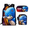 Sonic Sonic Primary School Bag Three-Piece Set, Animation Cartoon Backpack, Shoulder Bag Pencil Case