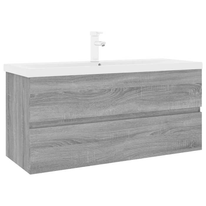 VidaXL Meuble Lavabo avec Bassin Intégré Armoire sous Lavabo Meuble de Rangement de Salle de Bain Maison Sonoma Gris Bois 3152889