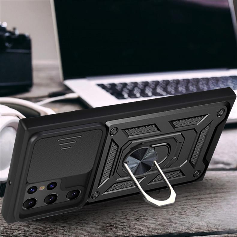 Samsung S22 Ultra Anti-Drop Phone Case with Push-Window and Car Ring