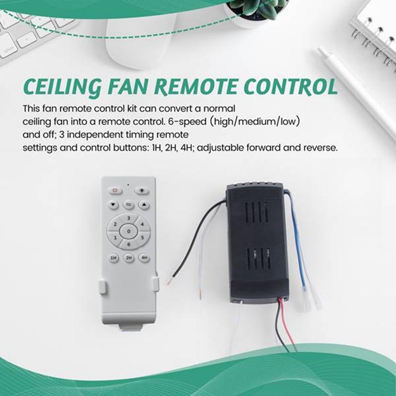 Kit de Control Remoto Universal para Ventilador de Techo Bajo Voltaje 40w DC Controladores Driver para Luz de Ventilador 6 Velocidades y Temporizador Remoto
