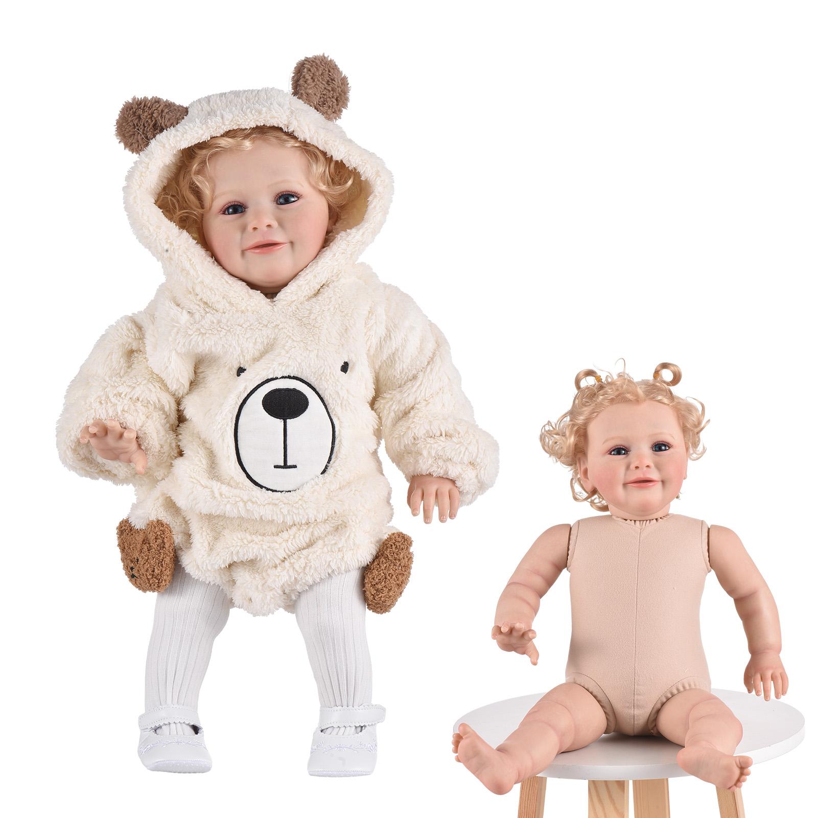 

21,6 дюйма кукла реборн из мягкой ткани, кукла, реалистичные милые куклы с белыми детскими комбинезонами