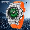 SANDA 6296 Three Pin Men's Electronic Watch Fashionable Men's Electronic Watch Sports Multifunctional Waterproof Large Dial