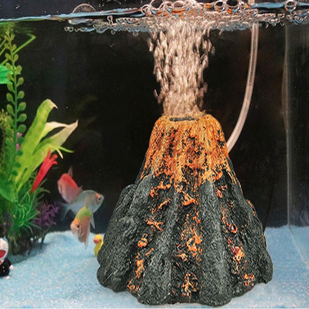 Hand-Painted Coral Stone Volcano Aquarium Ornament
