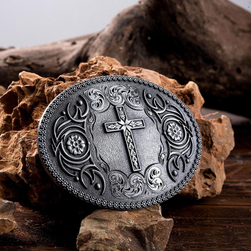Western Belt Buckle Vintage Style Fashion Alloy Engraved Floral for Men Women