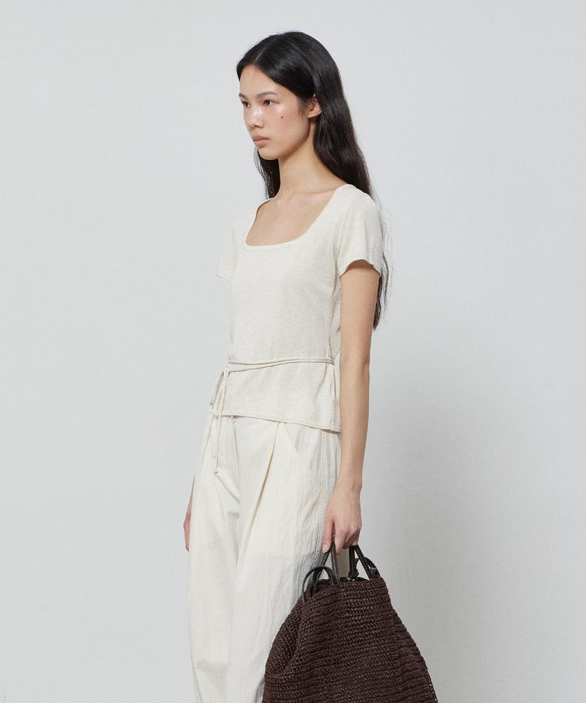 NOTIA Square Neck Strap Knit - Light Beige