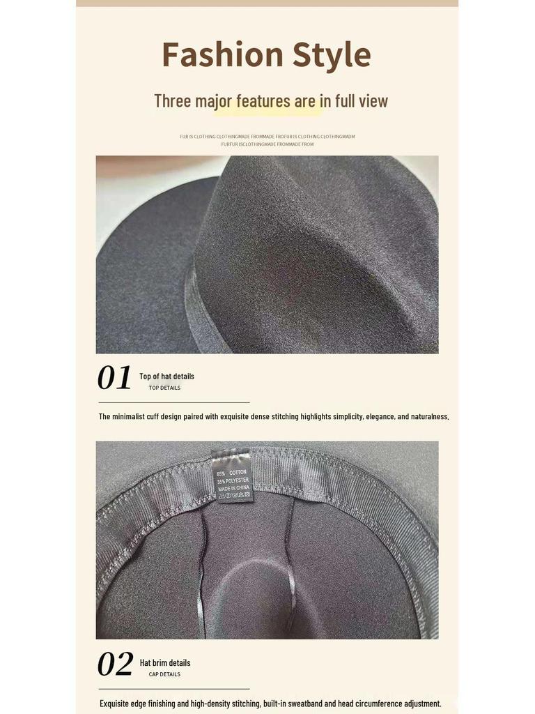 Retro Shanghai Fedora mit breiter Krempe: Unisex Frühling/Herbst Jazz Panama Hut in Wolloptik