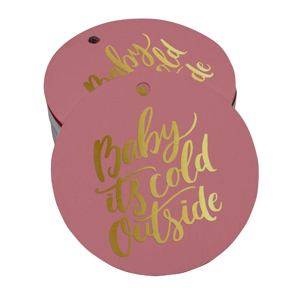 Inkdotpot Real Gold Foil Baby It's Cold Outside Baby Shower Tags Favor Hang Paper Tags 100